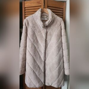 Women's Blush/Cream Faux Fur Coat